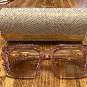 Jimmy Choo Blush Square Sunglasses with Textured Case
